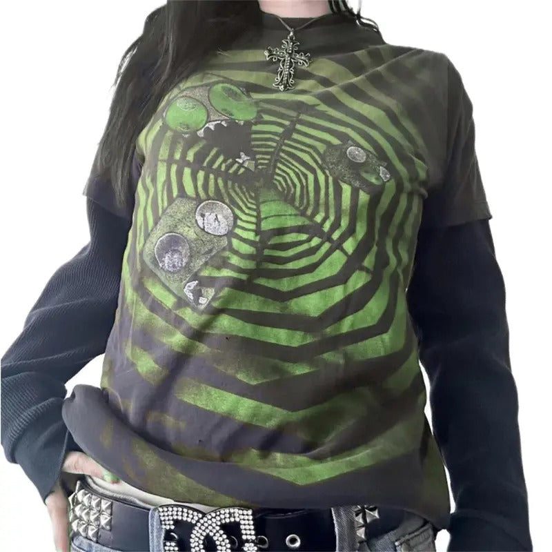 Y2k Gothic Shirt Women Fairy Grunge Graphic Vintage Baggy Shirt Sweatshirt Long Sleeve Aesthetic Tee Tops Party...