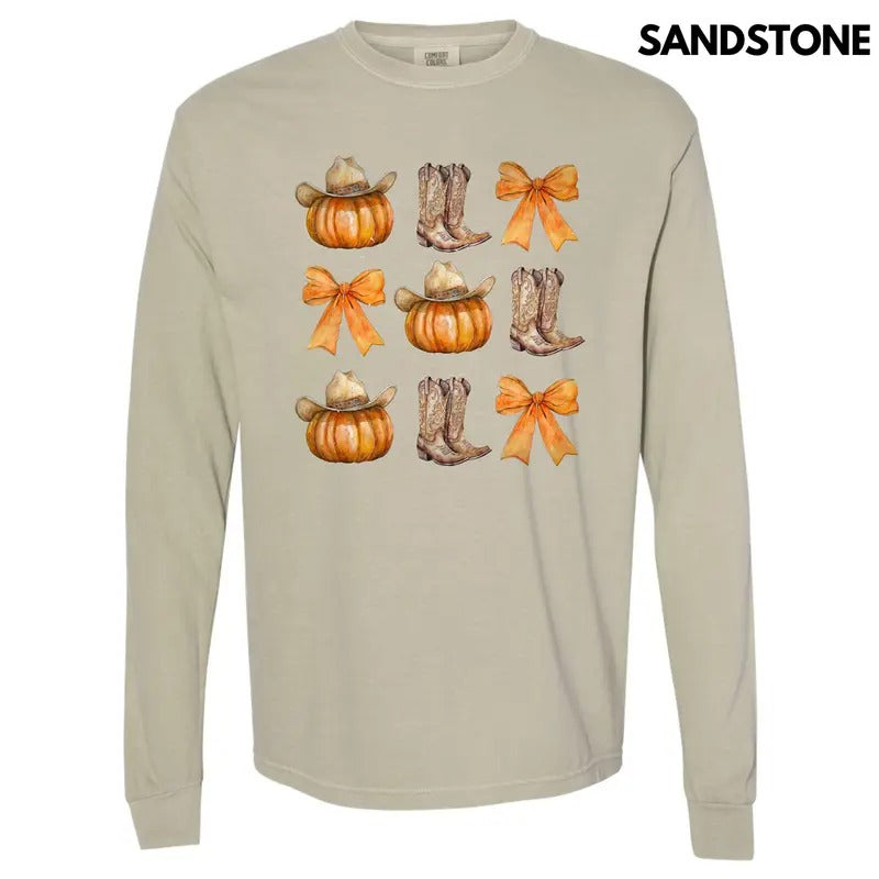 YEEHAW Pumpkin Collage Long Sleeve Comfort Colors 'NLB' Shirt Hoodie Sweatshirt