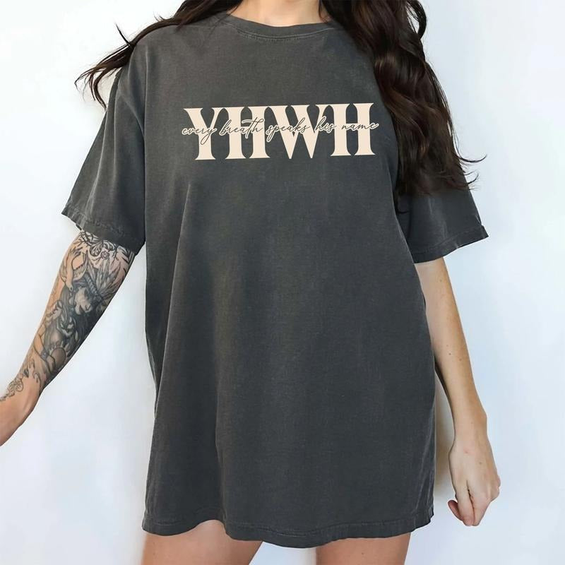 YHWH Comfort Colors Shirt, Yahweh T-shirt, Every Breath Speaks His Name Graphic Tee, Faith Outfits, Bible Verse Clothing,...
