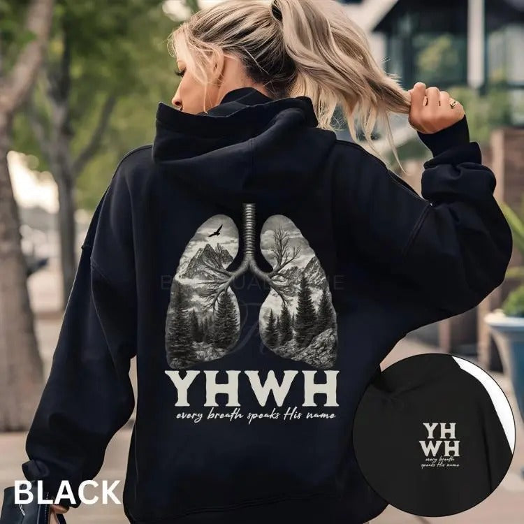 YHWH Lungs Christian Shirt Hoodie, Jesus Hoodie, Faith Bible Verse Sweatshirt, Nature God Shirt, Unisex Casual Shirt For...