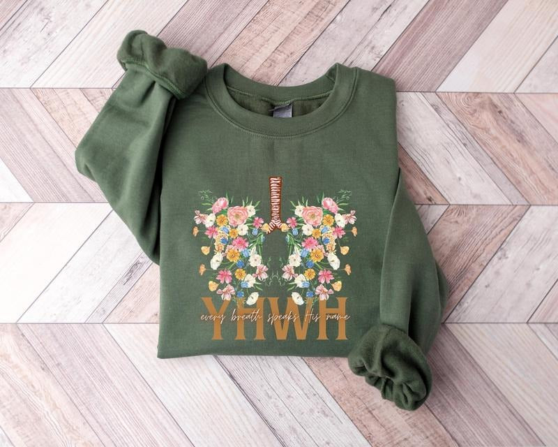 YHWH Shirt, Yahweh, Floral Christian Shirt, Floral Lungs, Flower Lungs, Christian Shirt, YHWH Breathe, Womens Faith...