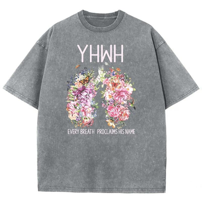 YHWH Unisex Washed T-Shirt, Christian Tshirts, Christian Jesus  t shirts, Vintage 90s Graphic Tee Gift Cotton Top...