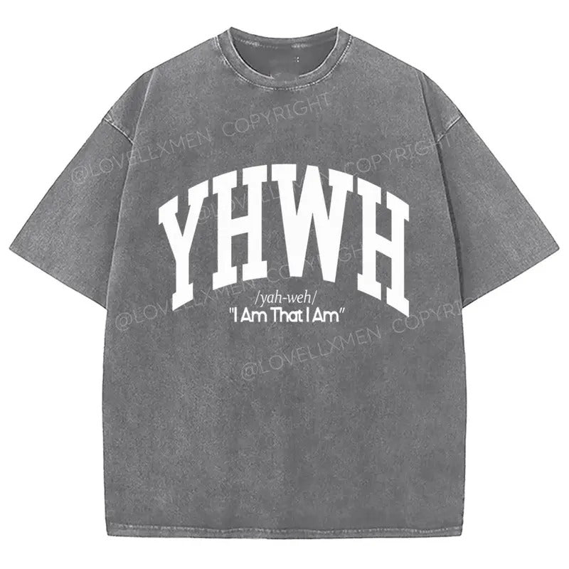 YHWH Washed T-Shirt, Christian Jesus  t shirts, Vintage 90s Graphic Tee Gift Womenswear Top Cotton Hoodie Sweatshirt