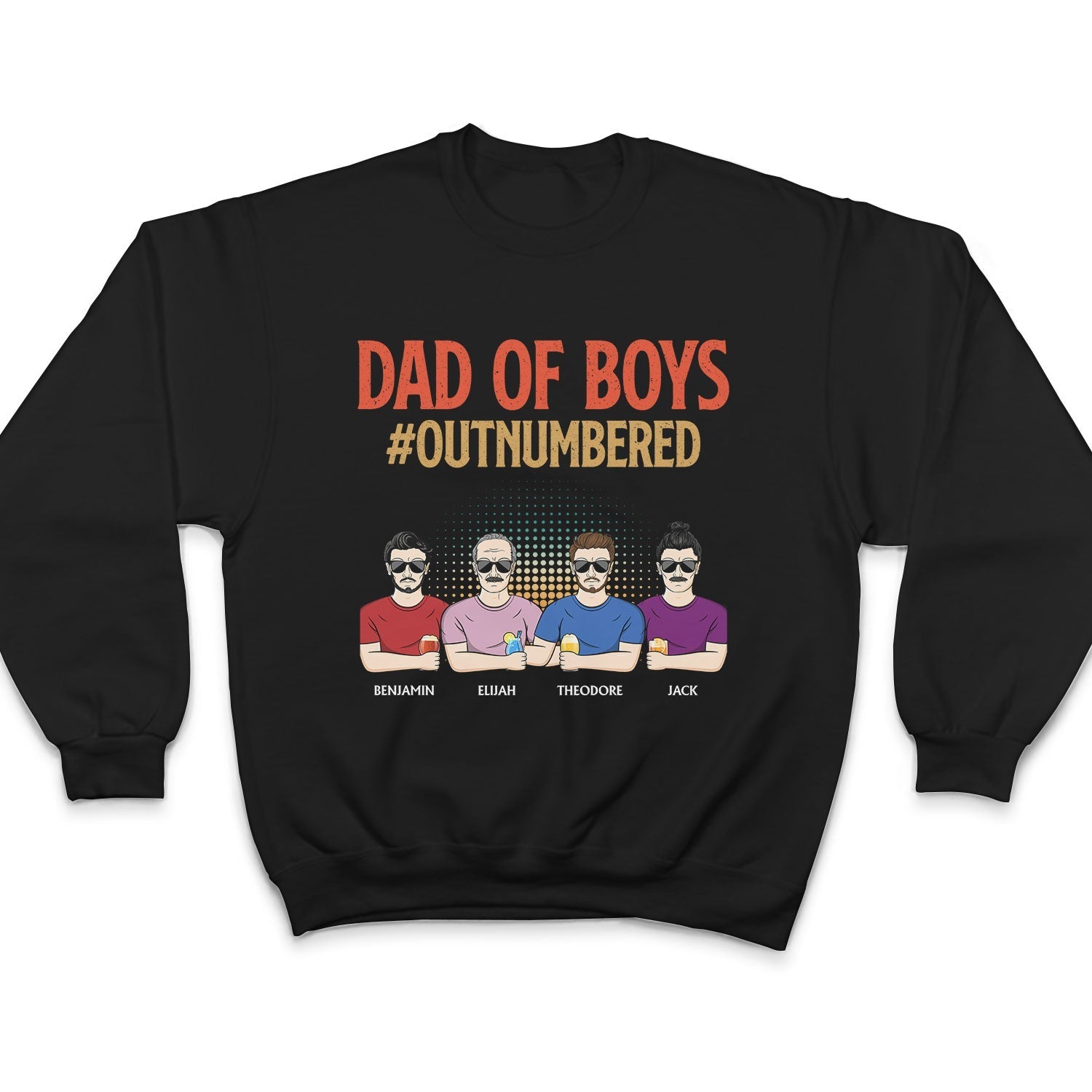 Dad Of Girls Outnumbered - Father Gift - Personalized Custom T Shirt