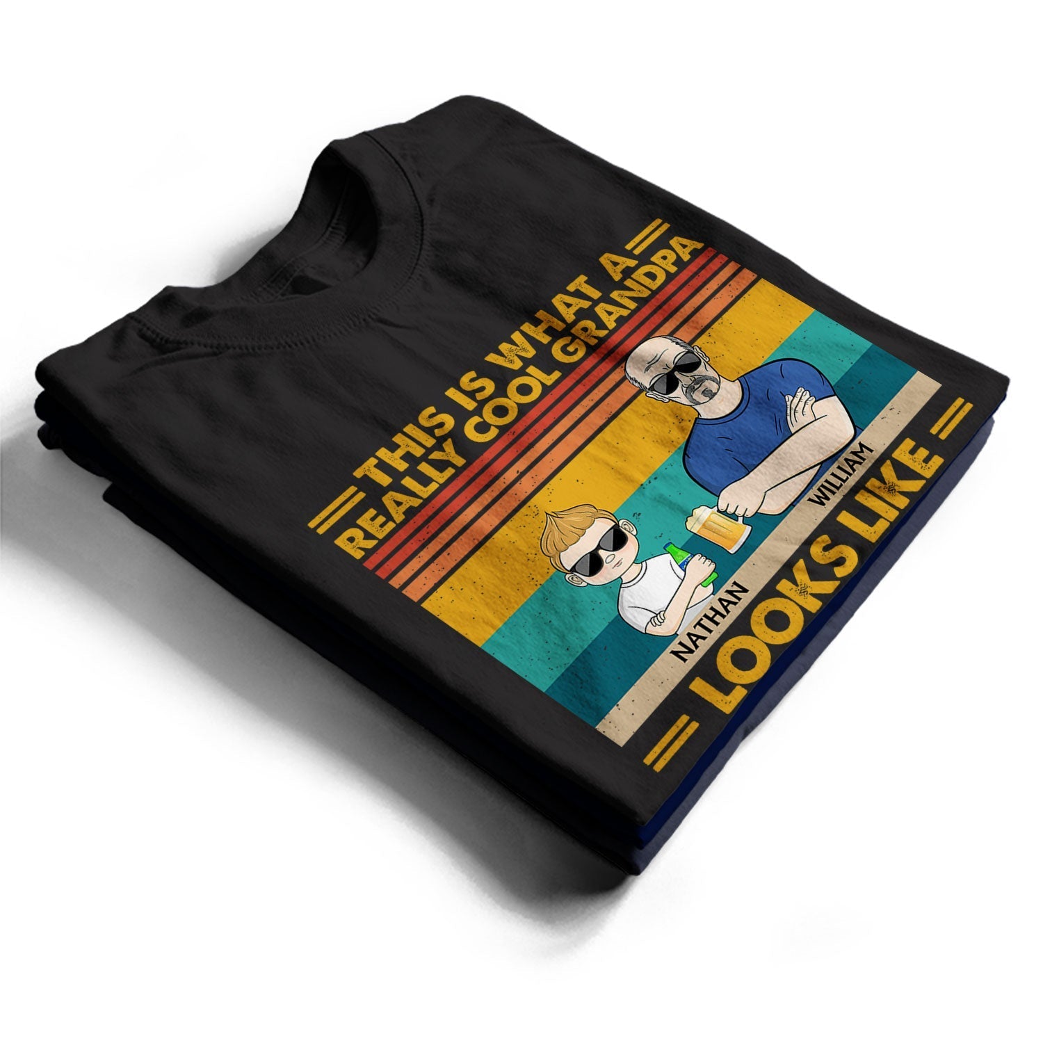 This Is What A Really Cool Grandpa Looks Like Grandparents Grandkids - Funny, Birthday, Family Gift For Grandfather, Granddad - Personalized Custom T Shirt