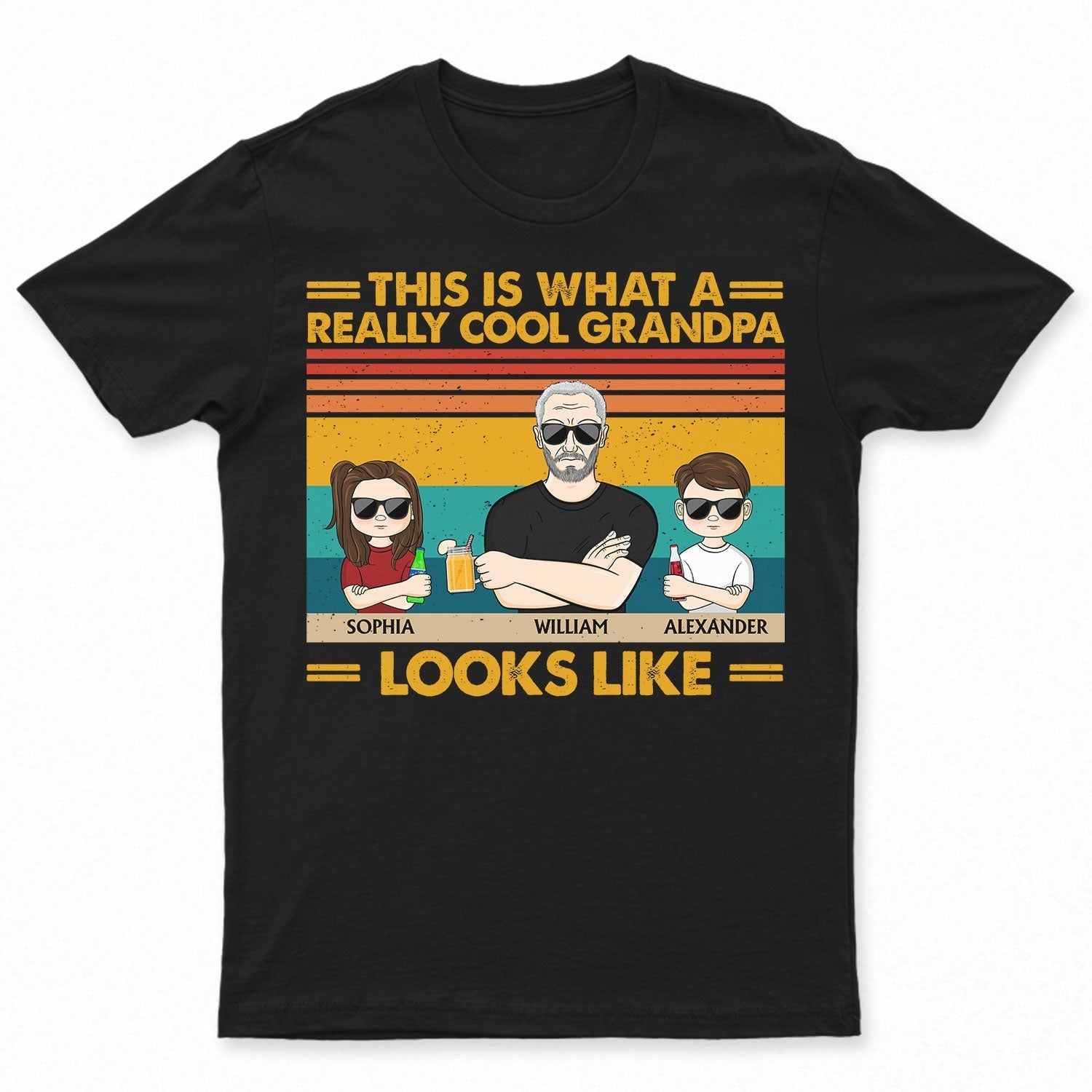This Is What A Really Cool Grandpa Looks Like Grandparents Grandkids - Funny, Birthday, Family Gift For Grandfather, Granddad - Personalized Custom T Shirt