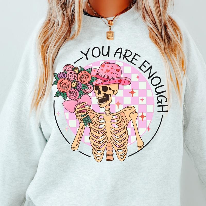 YOU ARE ENOUGH CREWNECK (Crewneck Sweatshirt, Unisex Fit, Casual Sweatshirt ) Cotton Womenswear Shirt Hoodie