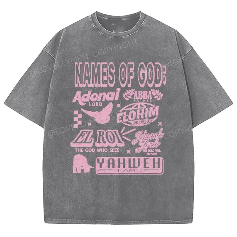 Yahweh Washed T-Shirt, Christian Jesus  t shirts, Vintage 90s Graphic Tee Gift Cotton Top Womenswear, Mineral color...
