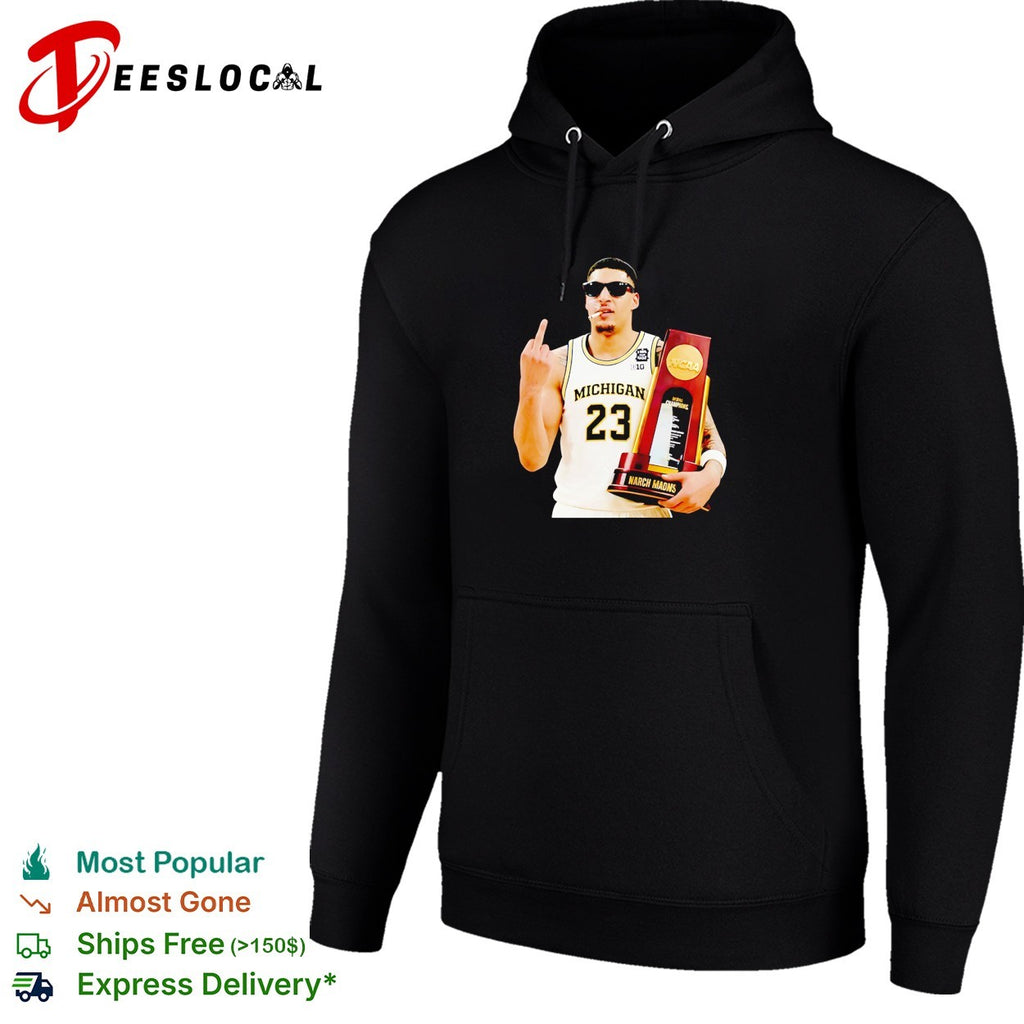 Yaxel Lendeborg smoking middle finger Michigan Wolverines National Champions 2026 shirt