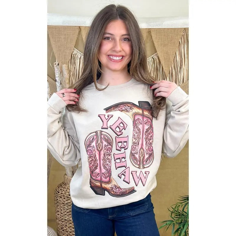 Yee Haw Cowboy Boots Graphic Sweatshirt Shirt Hoodie | PrintMintTees.com