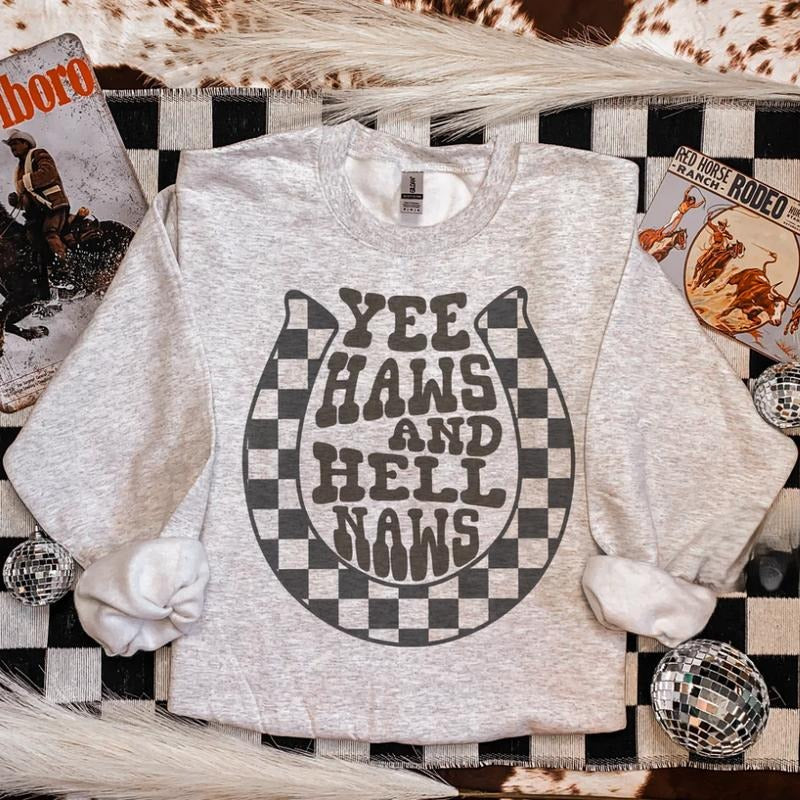 Yeehaw Hellnaw Sweatshirt, western clothing hoodies, western outfits women, western tops T-Shirts | PrintMintTees.com