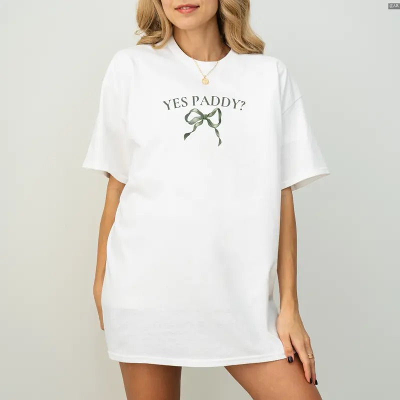 Yes Paddy St Patricks Day Baby Tee Y2K Coquette Aesthetic Bow Shirt, Retro Crewneck, Gift For Lovers,, Trendy Top Hoodie...