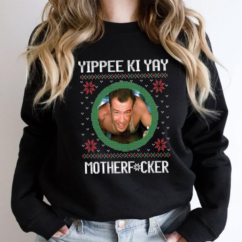 Yippee Ki Yay Christmas Shirt, Bruce Willis X-mas Shirt, Christmas Movies Sweatshirt, Trending Graphic Shirts, Christmas...