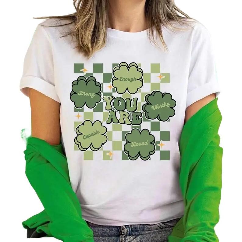 You Are Enough T-Shirt, Loved, Worthy, Retro St Patrick Day, Lucky Shamrock Shirt, Love Yourself, St Patrick's Day...