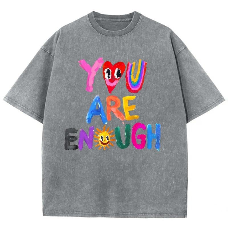 You Are Enough Unisex Washed T-Shirt, Christian t shirts, Christian Jesus  t shirts, Vintage 90s Graphic Tee Gift Cotton...