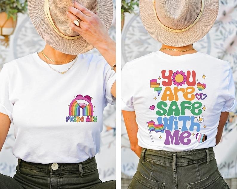 You Are Safe With Me Shirt, Pride Ally Shirt, Ally T Shirt, Shirt For Ally, Gay Pride Shirt, Pride Ally Rainbow, Gift For...