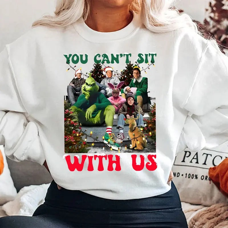 You Can't Sit With Us Shirt, Christmas Movies Shirt, Xmas Graphic Tee Hoodie Sweatshirt | PrintMintTees.com
