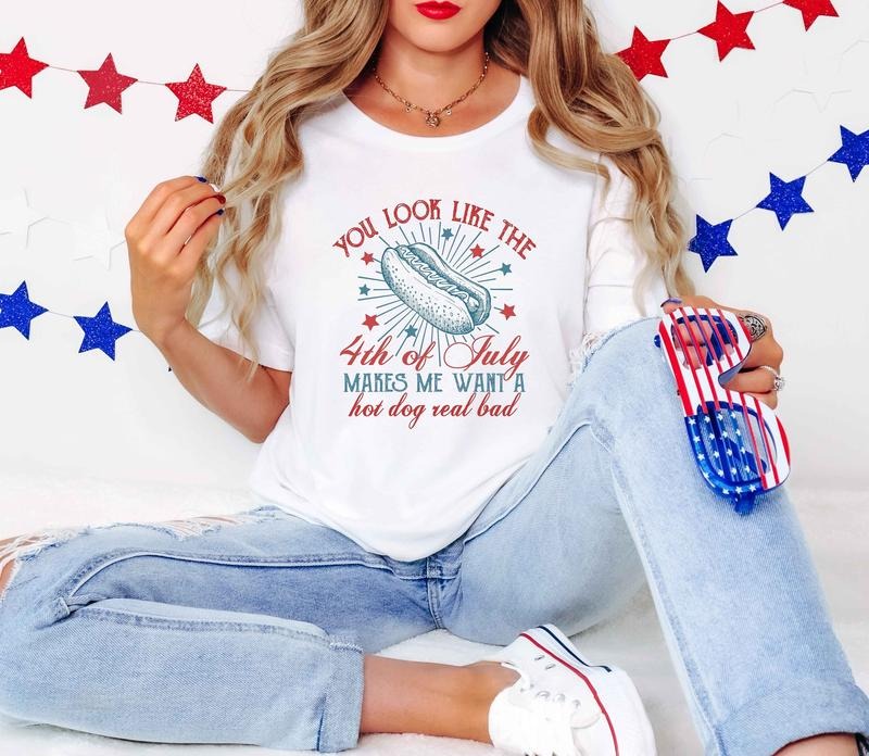 You Look Like 4th Of July Hot Dog Retro Shirt 4th Of July Shirt Fourth Of July Patriotic Usa Gift Unisex Graphic Usa Gift...