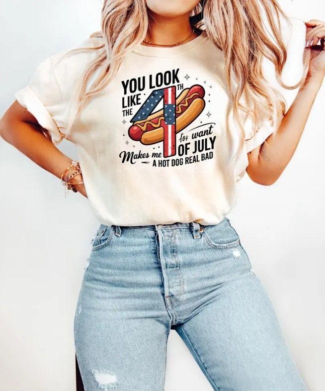 You Look Like The 4th Of July T-shirt, Funny 4th July Shirt, Hot Dog Lover Shirt Hoodie Sweatshirt | PrintMintTees.com