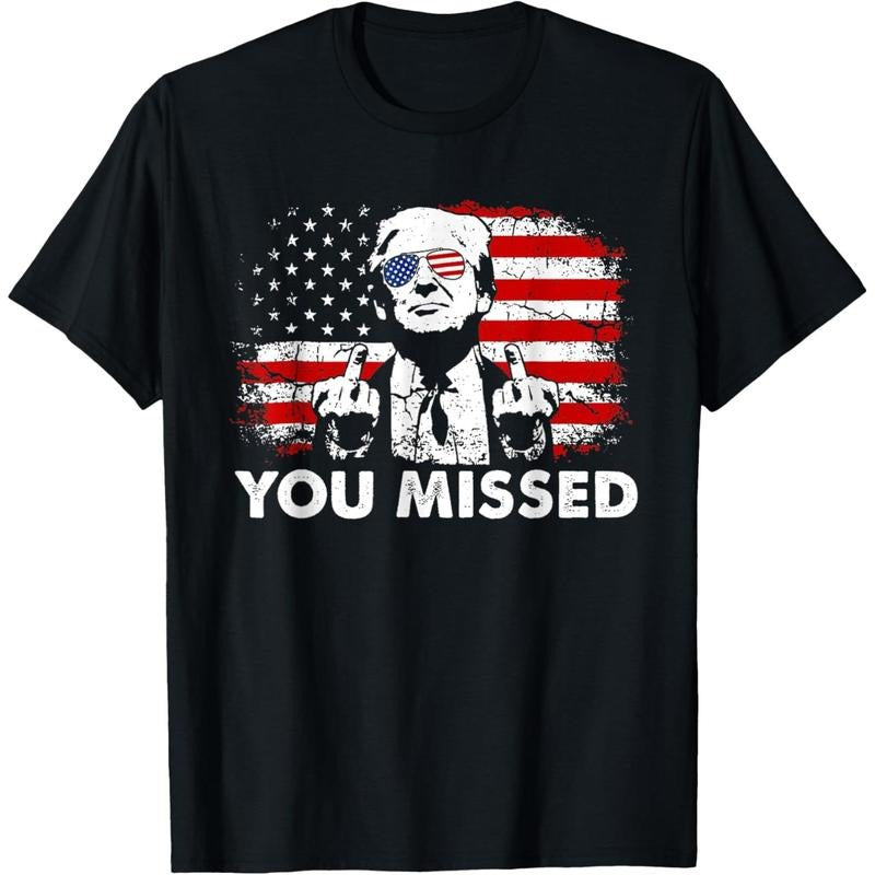 You Missed Trump 2024 US American Flag T-Shirt made in usa Hoodie Sweatshirt | PrintMintTees.com