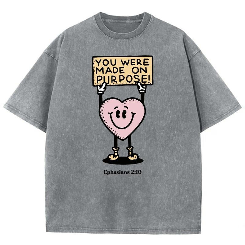 You Were Made On Purpose Unisex Washed T-Shirt, Christian t shirts, Christian Jesus  t shirts, Vintage 90s Graphic Tee...