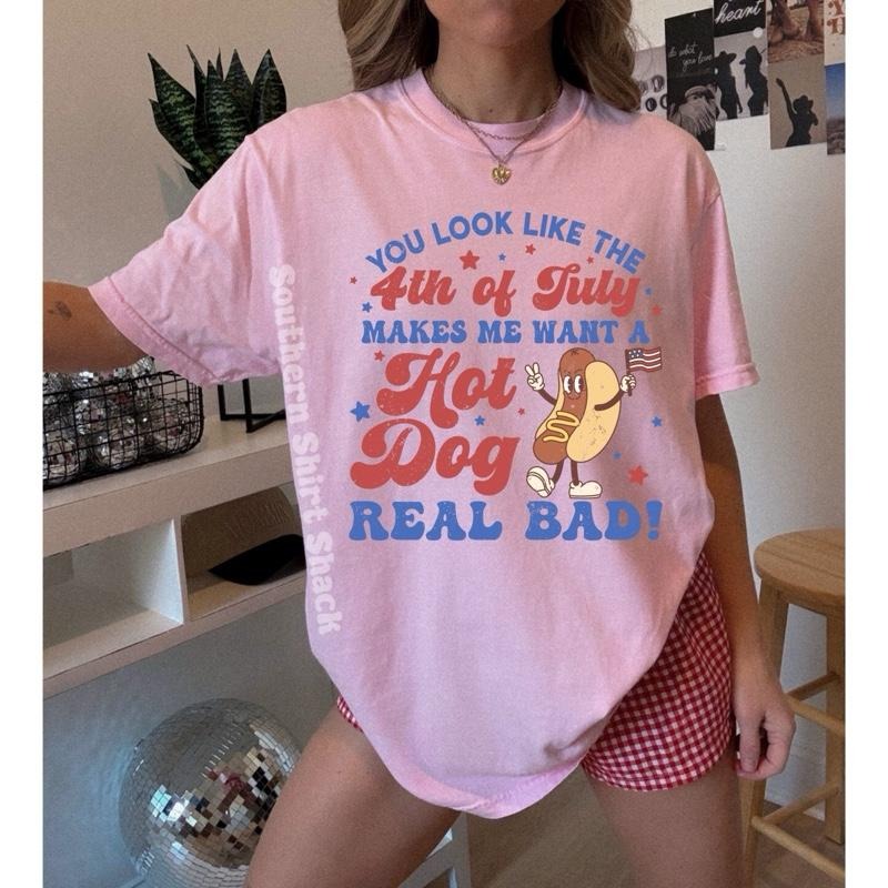 You look like the 4th of July hotdog t shirt  | Blossom comfort colors t shirt | 4th of July hotdog T shirt Hoodie Sweatshirt