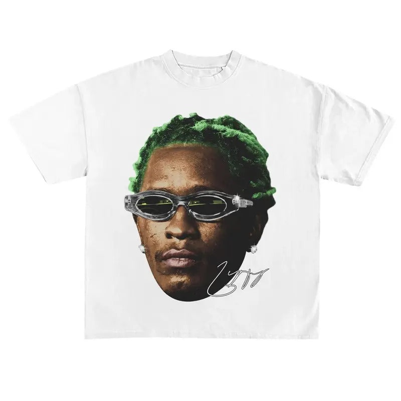 Young Thug Green Hair Graphic Tee Shirt Rapper Vintage Design Merch Thugger Concert Unisex T-shirt for Men Women Fans...