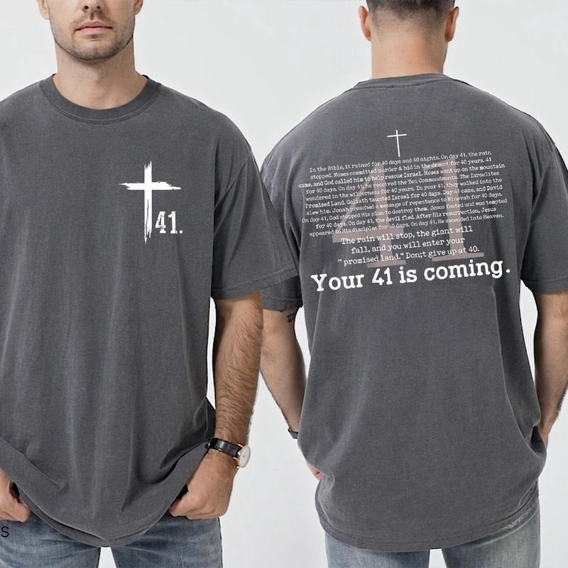 Your 41 is Coming Christian 2 Sided Comfort Colors Tee Pure Ring-Spun Cotton Fabric Casual Soft-Washed T-Shirt Tops for...