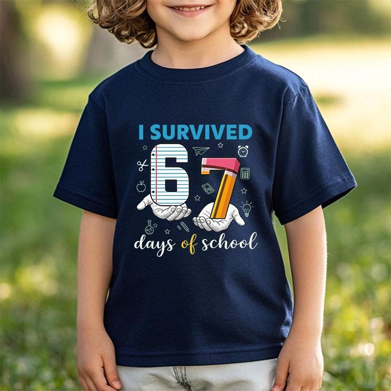 [ Youth] 67 Days of School Shirt, I Survived Six Seven Days Shirt, 6 7 Sweatshirt, Trending Graphic Shirts, Christmas...