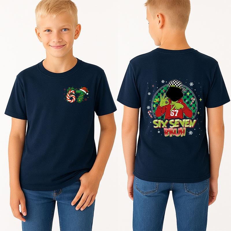 [ Youth] Christmas 67 Two Sides Shirt, Six Seven X-mas Shirt, Santa 6 7 Sweatshirt, Trending Graphic Shirts, Christmas...