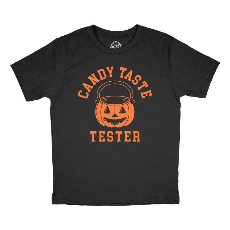 Youth Candy Taste Tester T Shirt Funny Halloween Trick Or Treat Lovers Tee for Kids Funny T Shirts Halloween Tops for Kid...