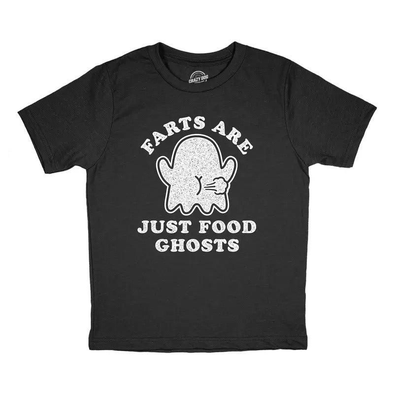 Youth Farts Are Just Food Ghosts T Shirt Funny Halloween Bathroom Humor Tee Funny T Shirts Halloween Tops for Kids Funny...