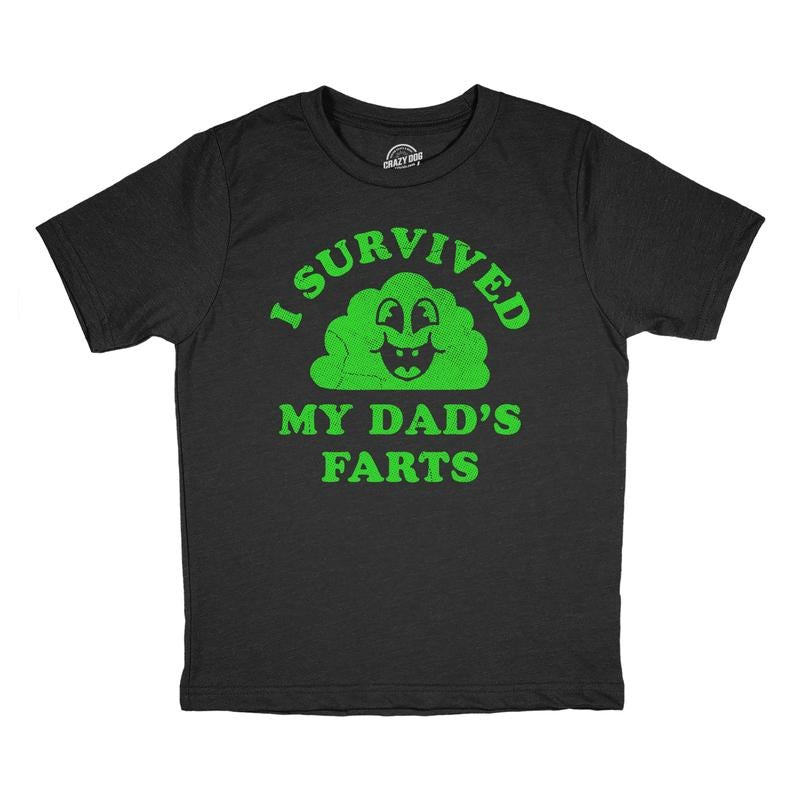 Youth Funny T Shirts I Survived My Dads Farts Sarcastic Novelty Tee For Kids Funny T Shirts Sarcastic Tops for Kids Funny...