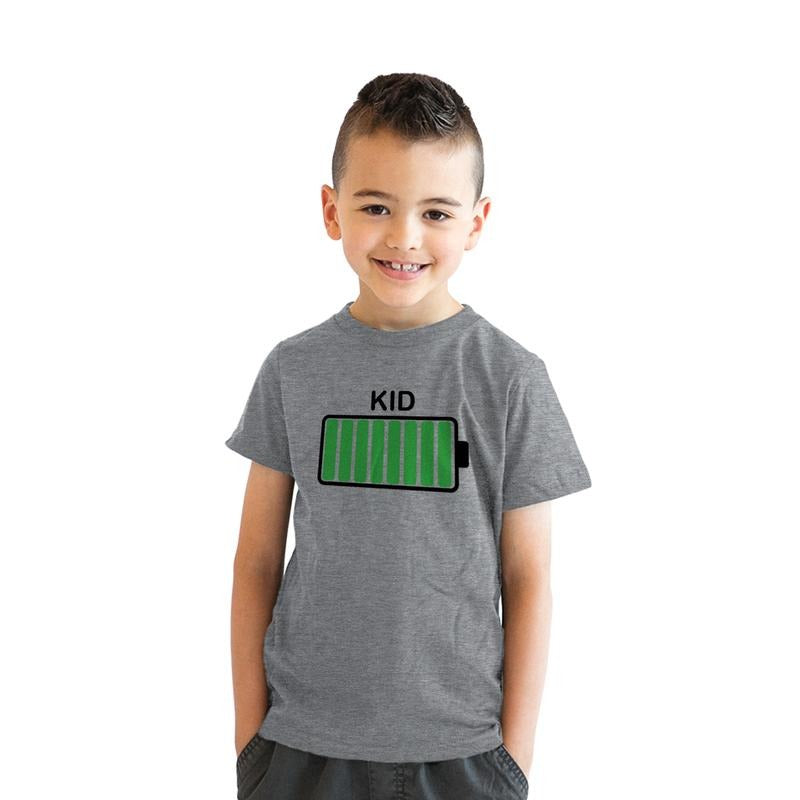 Youth Kid Battery Fully Charged Funny Crazy Kids Parenting T shirt Funny T Shirts Novelty Tees for Kids Light Grey Hoodie...