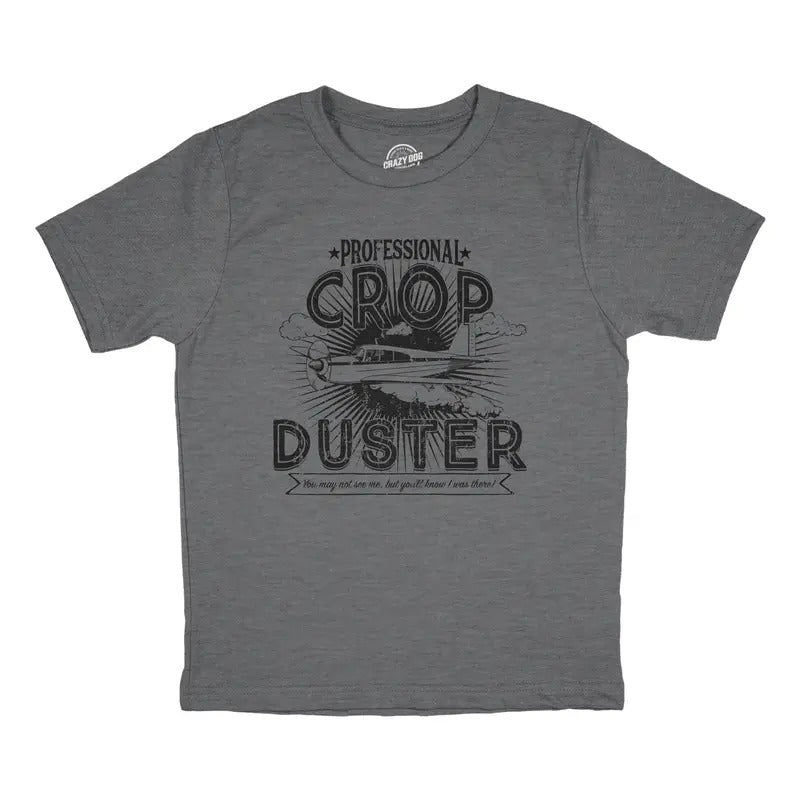 Youth Professional Crop Duster Funny Smelly Fart Passing Gas Plane Joke Tee For Kids Funny T Shirts Sarcastic Tops for...