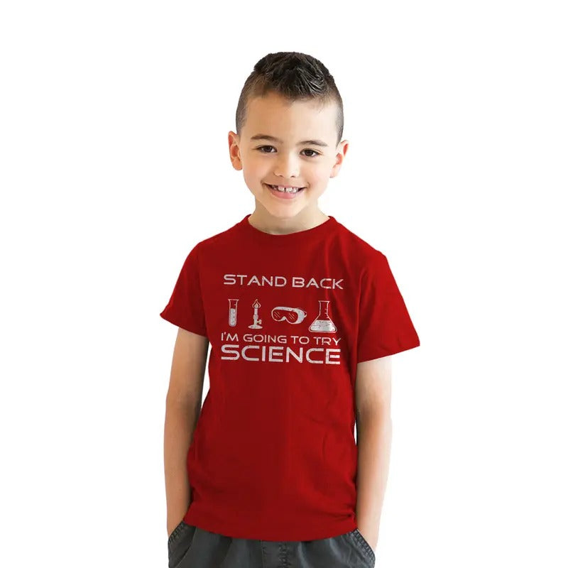 Youth Stand Back Science Funny Shirts Cool Humorous Nerdy T shirts for Geeks Funny T Shirts Science Tops for Kids Funny...