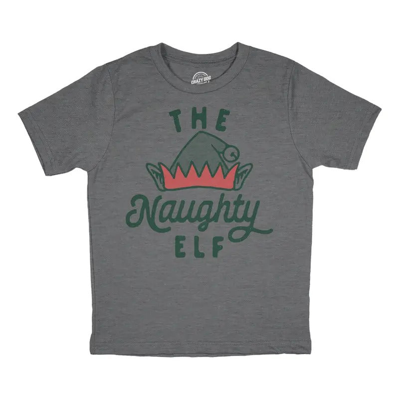 Youth The Naughty Elf T Shirt Funny Bad Behavior Xmas Elves Joke Tee For Kids Funny T Shirts Christmas Tops for Kids...