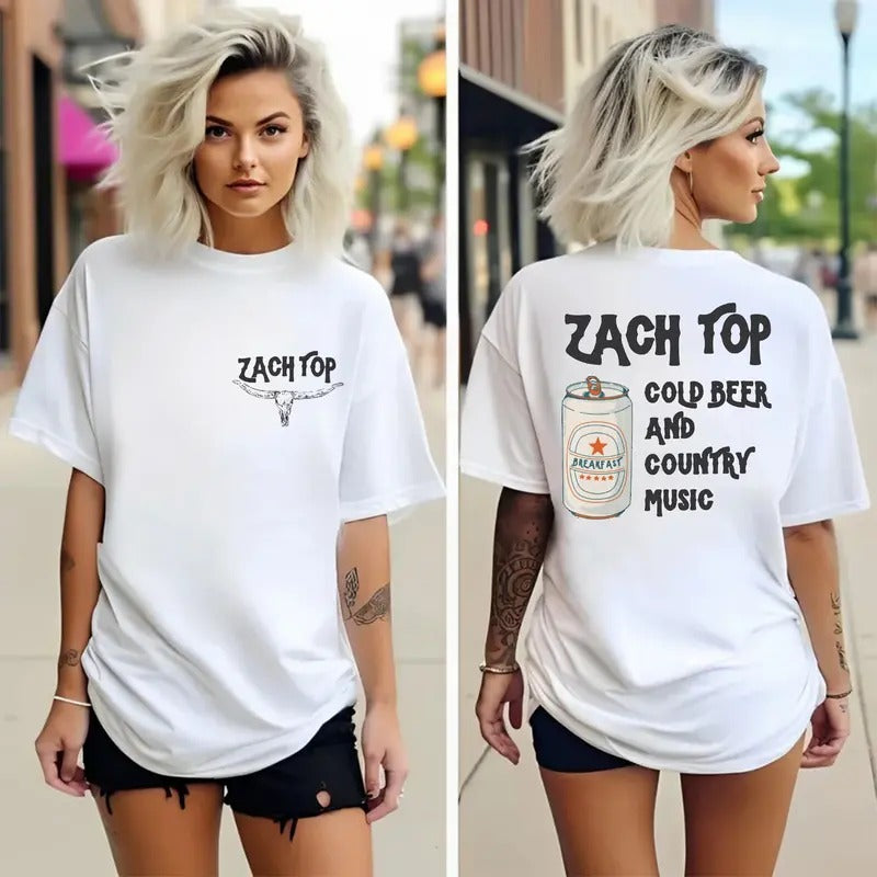 ZT C0ld Beer 2 Sides Tee, Country Music Festival Outfit, Concert Merch, Music Tour Shirt, Unisex Short Sleeve Tee Hoodie...