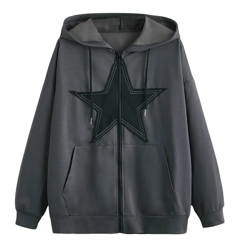 Zip Front Drawstring Hoodie Pullover Long Sleeve Casual Sweatshirt Top T-Shirts | PrintMintTees.com