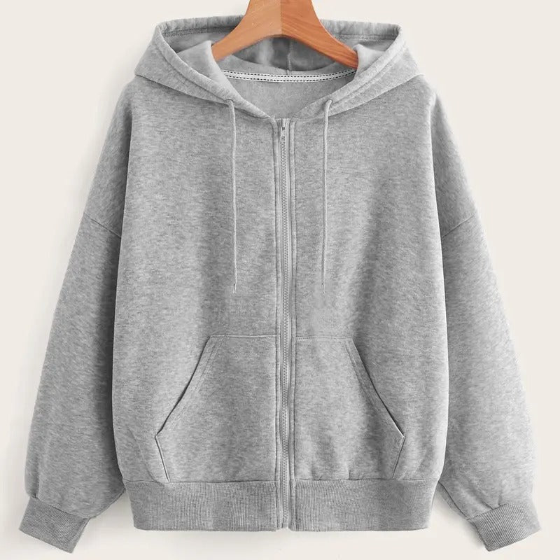 Zip Up Drawstring Long Sleeve Hooded Basic Pocket T-Shirts, Hoodie, Sweatshirt