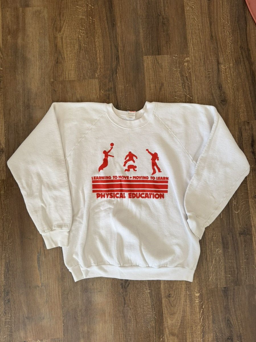 Fruit Of The Loom Vintage Physical Education Graphic Crewneck Shirt Hoodie Sweatshirt | PrintMintTees.com