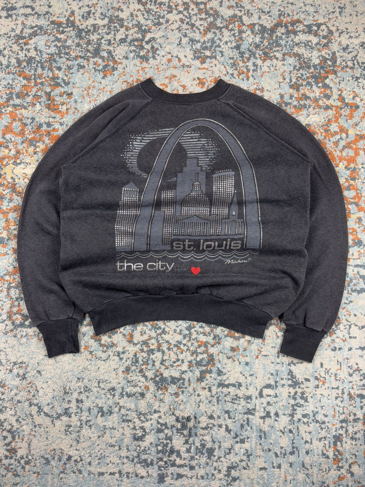 Vintage 80s Usa St Louis City View Graphic Sweatshirt Shirt Hoodie | PrintMintTees.com