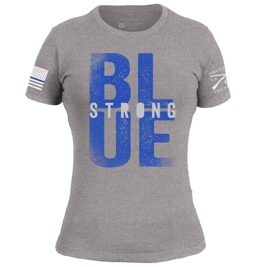 Women's Blue Strong Slim Fit T-Shirt - Dark Heather Gray