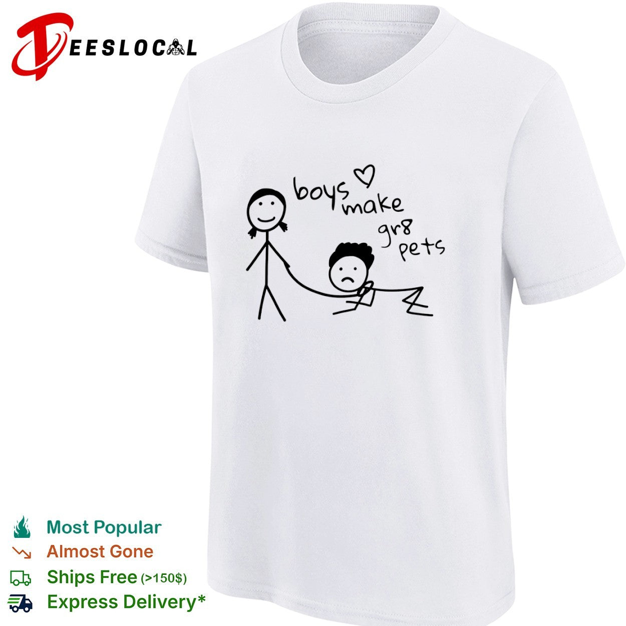 boys make gr8 pets stick figure doodle minimalist shirt