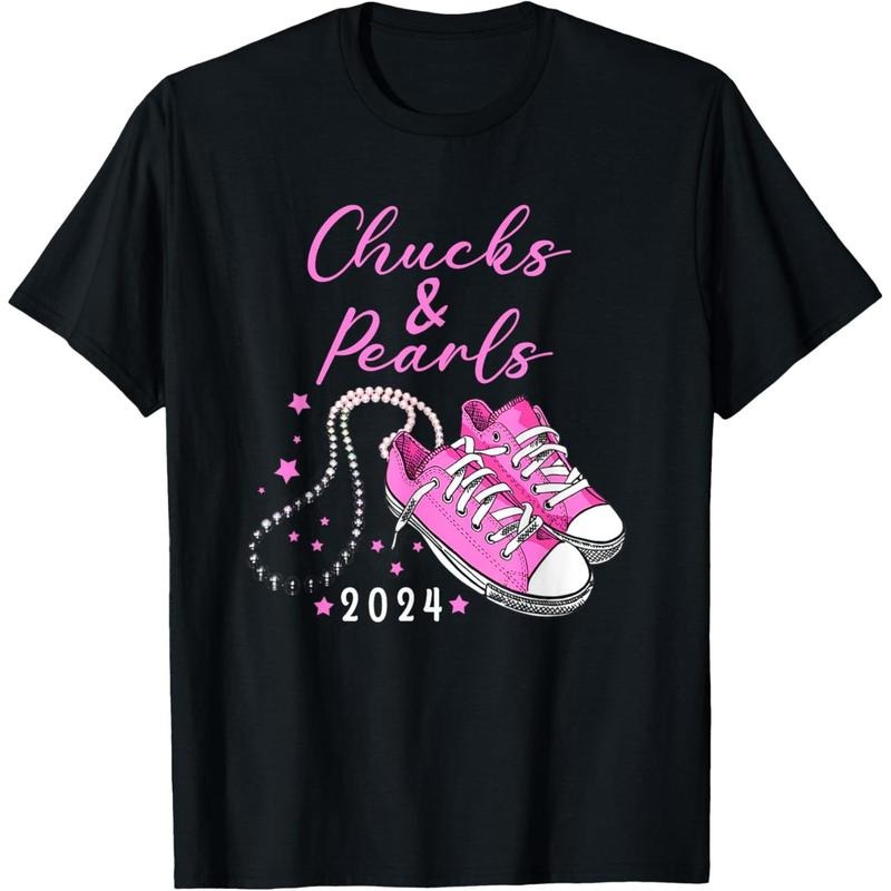 chucks and pearls 2024 Kamala Harris For President 47th T-Shirt made in usa Hoodie Sweatshirt | PrintMintTees.com
