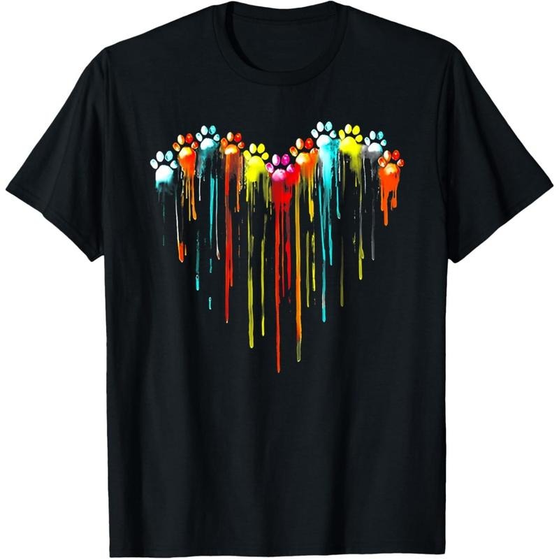 colorful dog paw heart print T-Shirt .made in usa Hoodie Sweatshirt | PrintMintTees.com