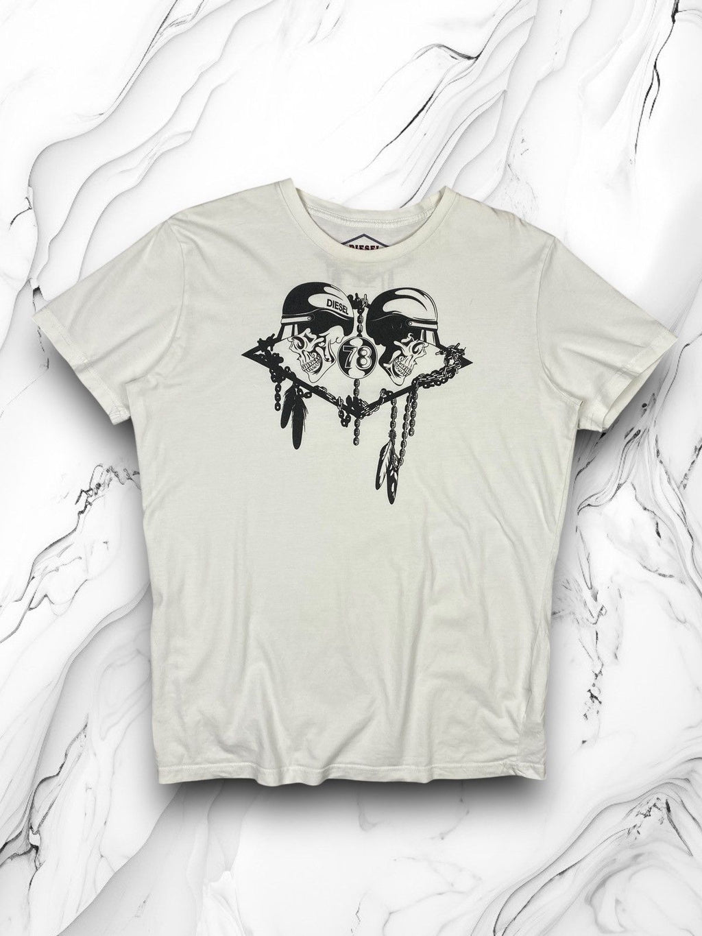 Vintage 00s Diesel Skulls Biker Motorcycle Y2k Tee Hoodie Sweatshirt | PrintMintTees.com