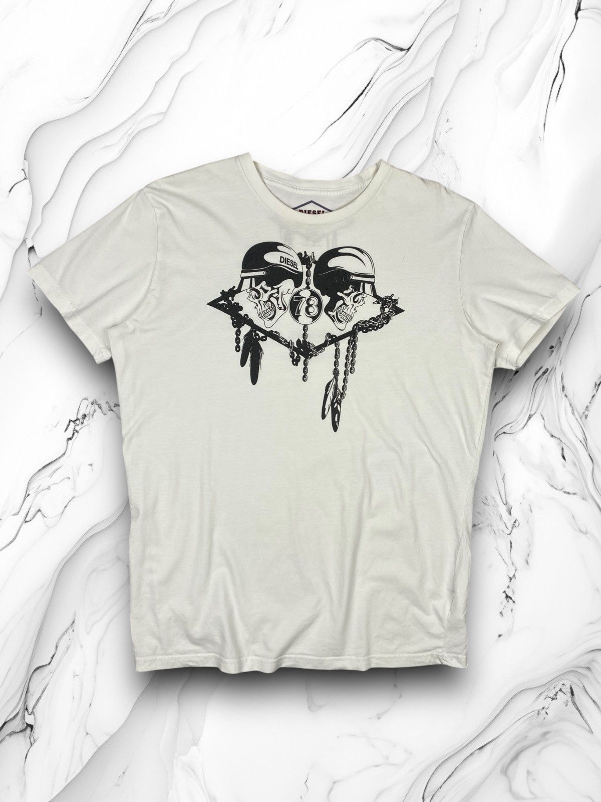 Vintage 00s Diesel Skulls Biker Motorcycle Y2k Tee Hoodie Sweatshirt | PrintMintTees.com