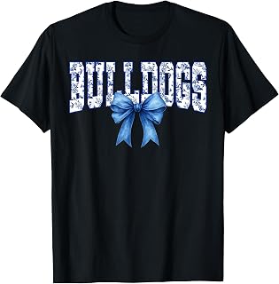 Bulldogs Floral Toile Royal Blue Watercolor Coquette Bow (1)
