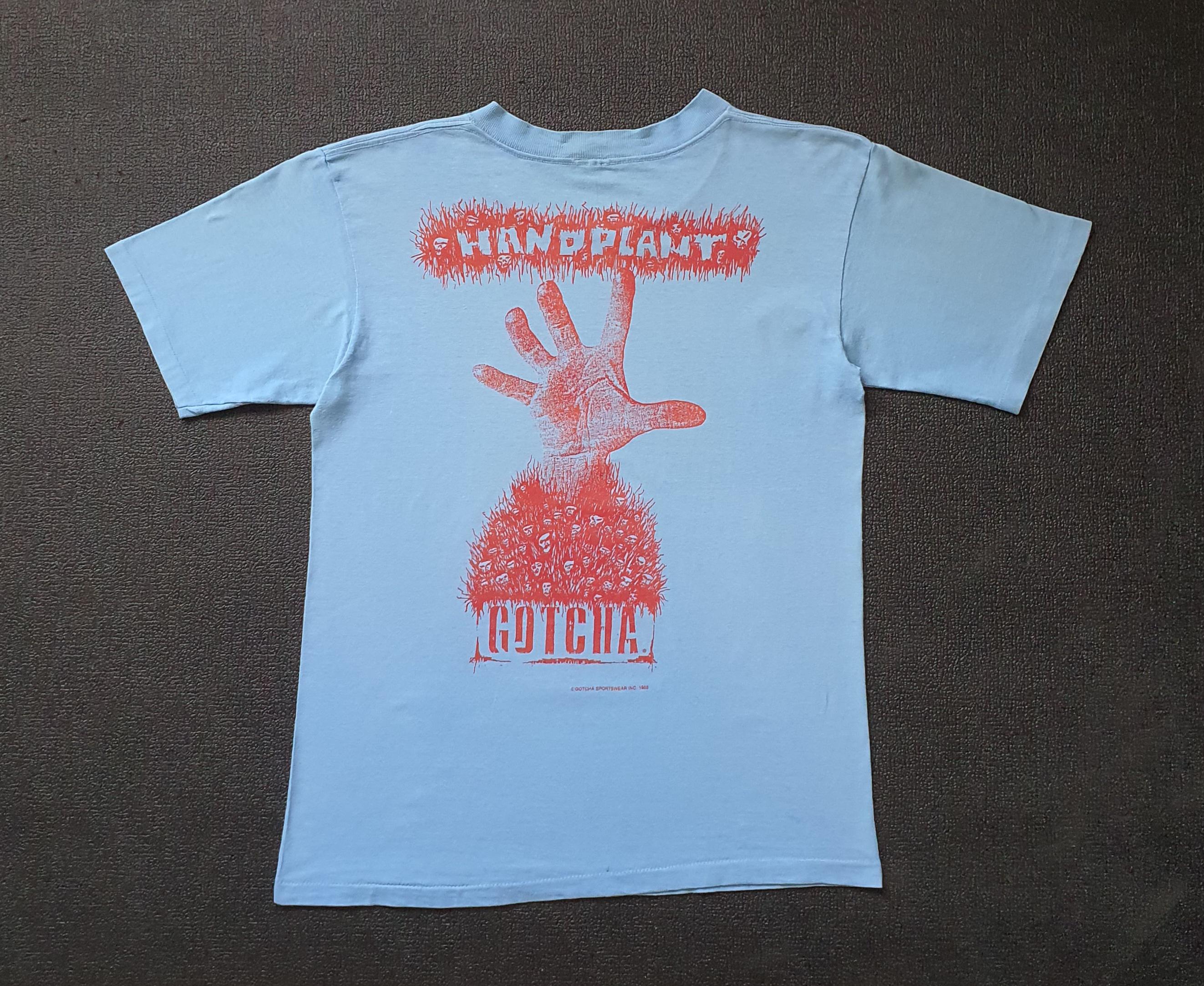 Vintage 1988 Gotcha Handplant 1980s Size Medium 80s Michael Roman Don Rock Skateboarding Skate Punk Surf Beach Zorlac 90s Tee (1)